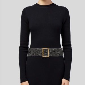 CHANEL vintage tweed and leather wide waist belt